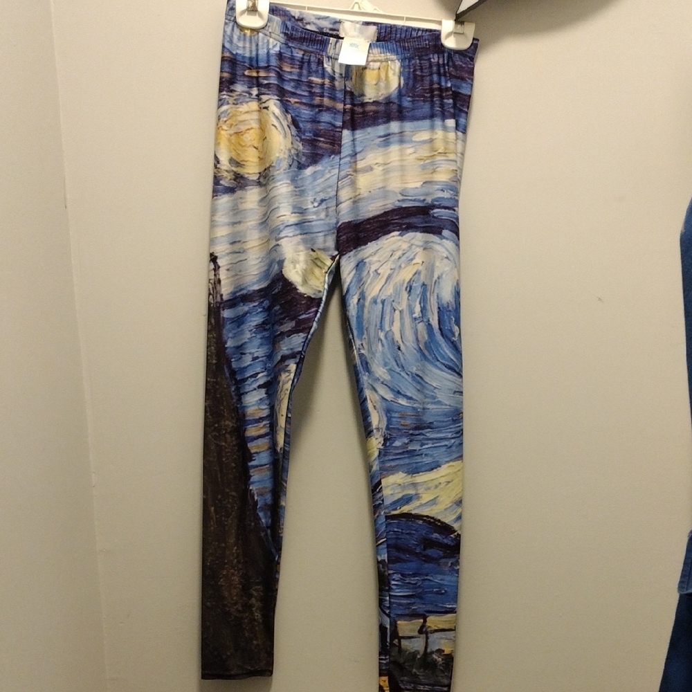 Lotus Leggings Blue and Yellow Artistic Leggings